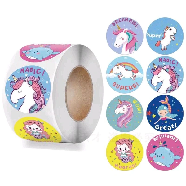 Unicorn Sticker Roll (500pc) Mix