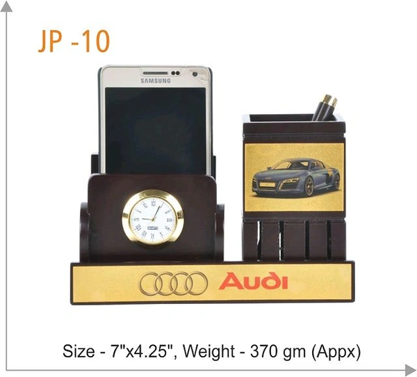 JP10 Wooden Pen Stand W/Clock
