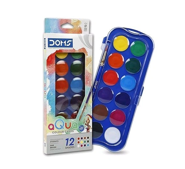 Doms Aqua Water Colour Cakes 12 Shades 65mrp