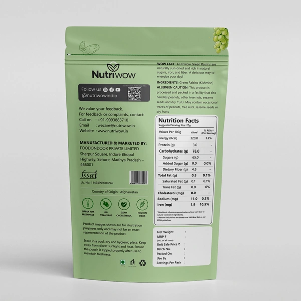 Nutriwow Green Raisins - 500g