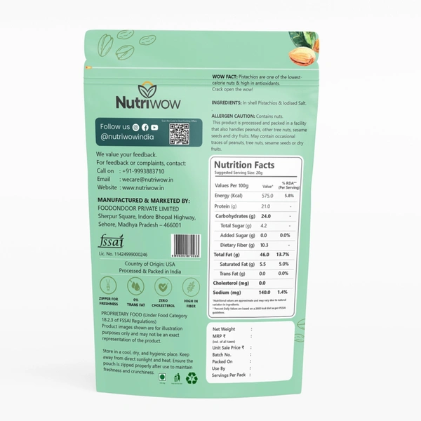 Nutriwow Premium Omani Dates 400g & Roasted & Salted Pistachios 200g | Khajur and Pista | - 600g