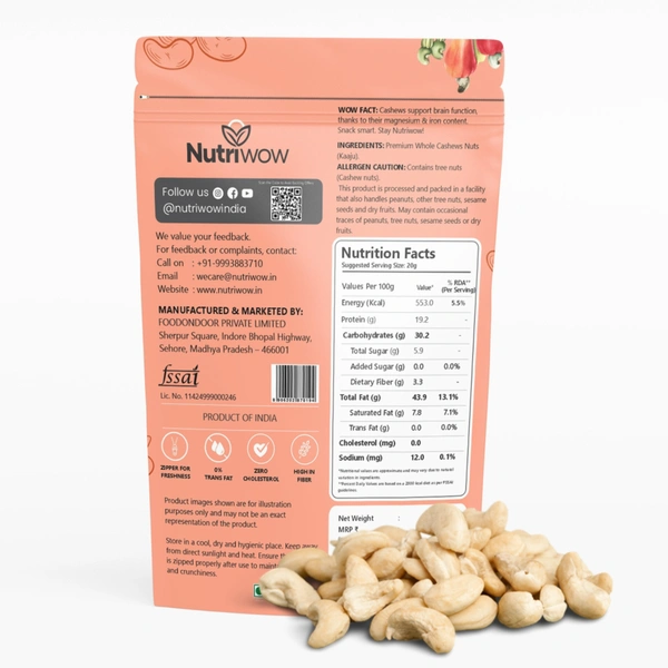 Nutriwow Premium Cashews - 200g