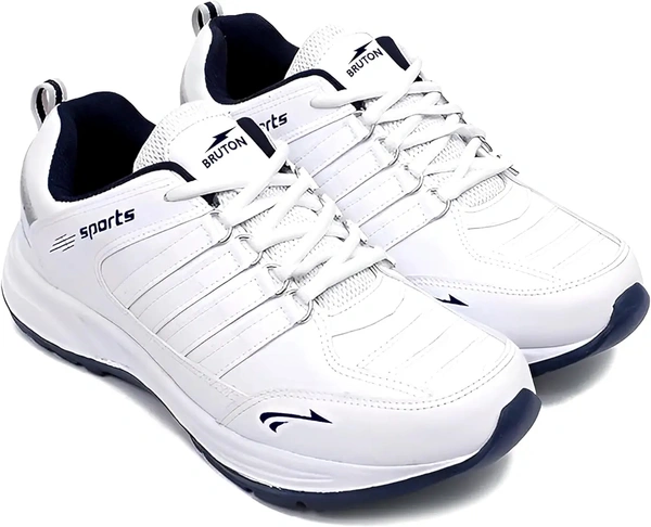 BRUTON Men's Sports Running Walking Shoes. - White, IND-6