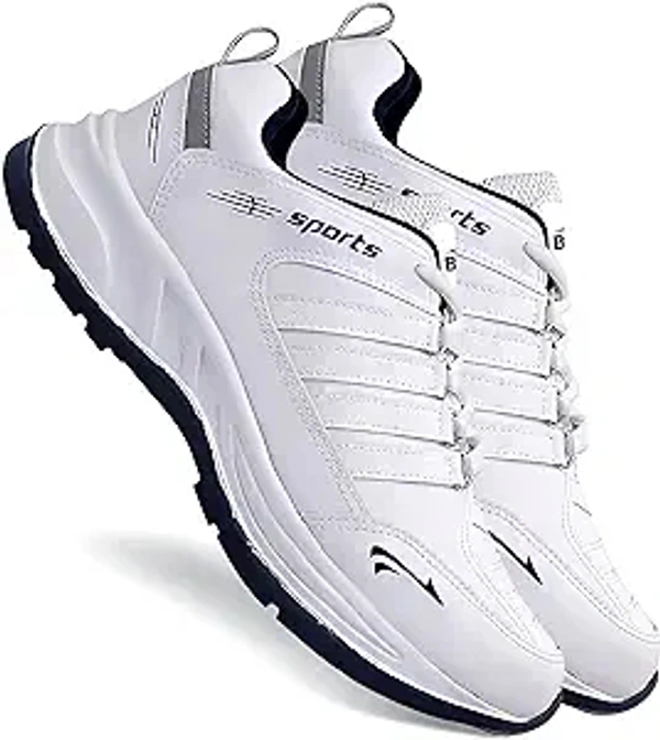 BRUTON Men's Sports Running Walking Shoes. - White, IND-9