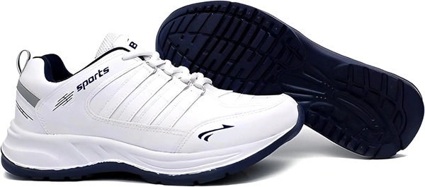 BRUTON Men's Sports Running Walking Shoes. - White, IND-9