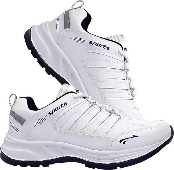 BRUTON Men's Sports Running Walking Shoes. - White, IND-9