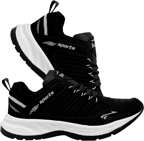 BRUTON Men's Sports Running Walking Shoes. - Black, IND-9