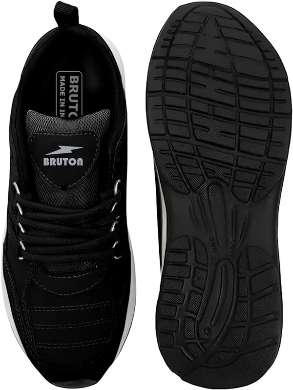 BRUTON Men's Sports Running Walking Shoes. - Black, IND-9