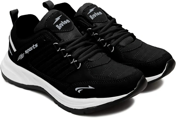 BRUTON Men's Sports Running Walking Shoes. - Black, IND-10