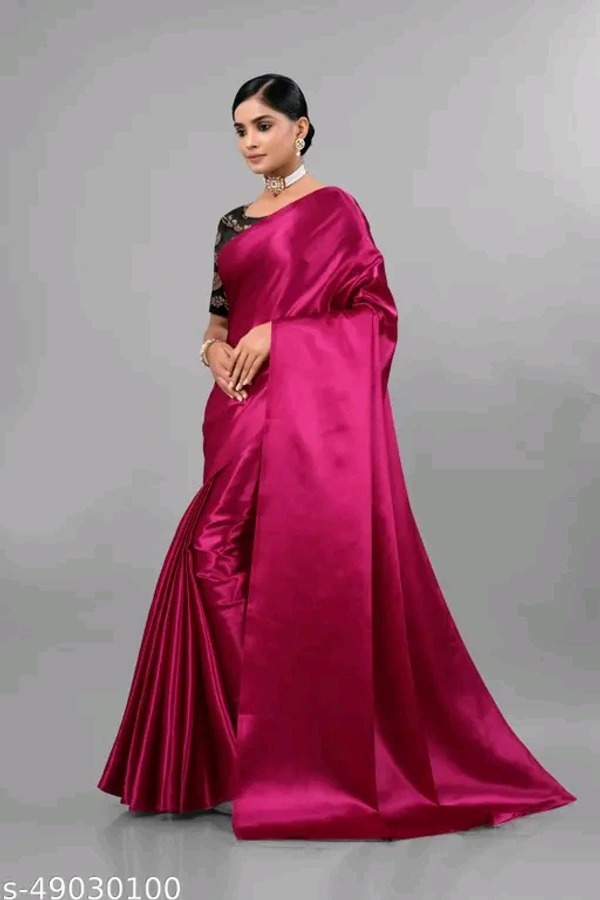 Sana Silk Satin Saree With Blouse - Purple