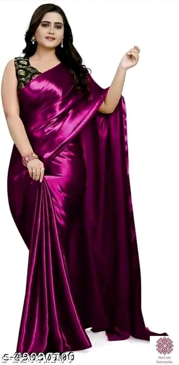 Sana Silk Satin Saree With Blouse - Purple