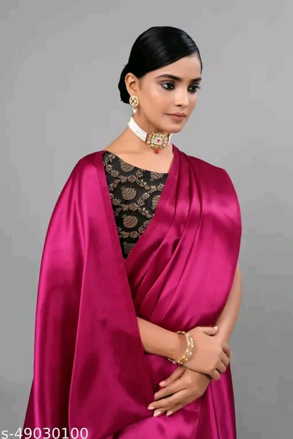 Sana Silk Satin Saree With Blouse - Purple