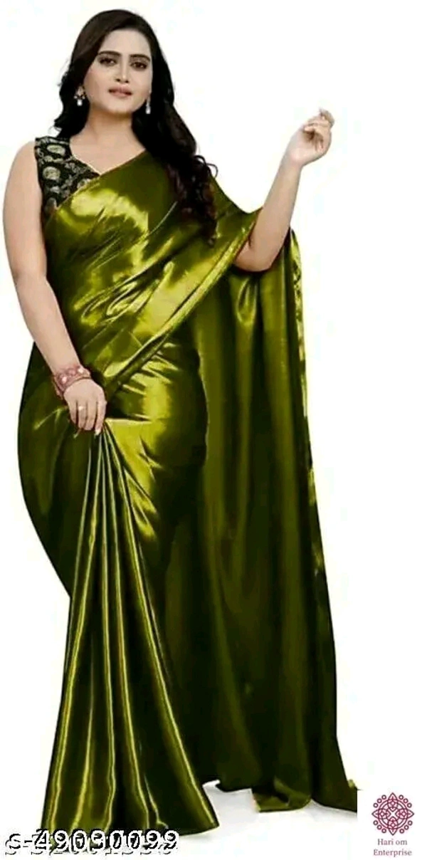 Sana Silk Satin Saree With Blouse - Green