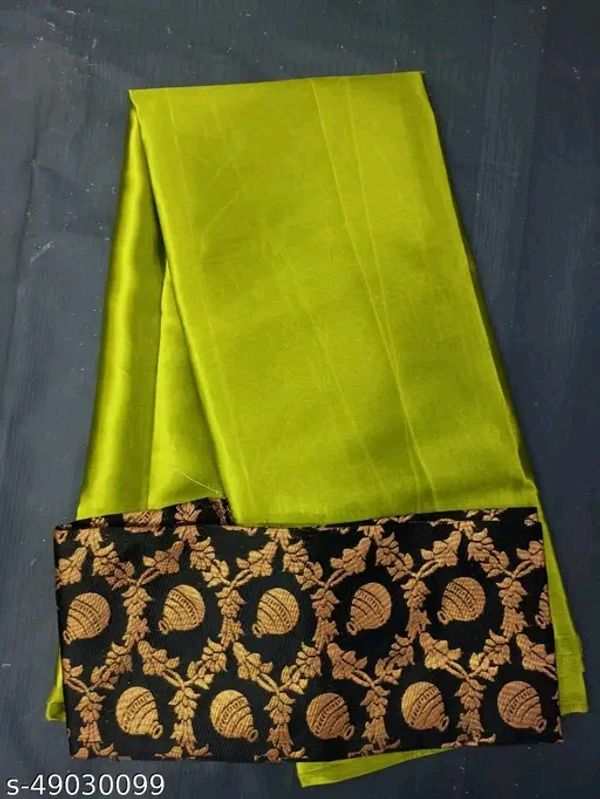 Sana Silk Satin Saree With Blouse - Green