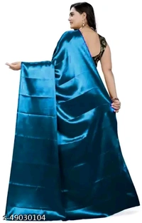 Sana Silk Satin Saree With Blouse - Royal Blue