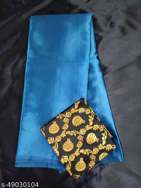 Sana Silk Satin Saree With Blouse - Royal Blue