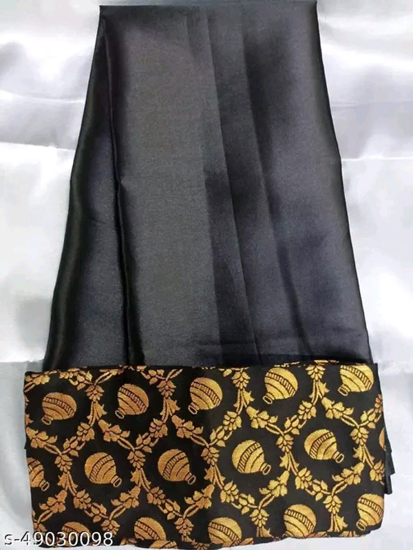 Sana Silk Satin Saree With Blouse - Black