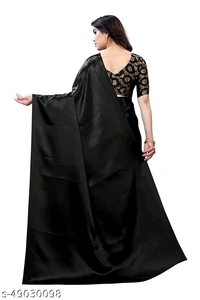 Sana Silk Satin Saree With Blouse - Black