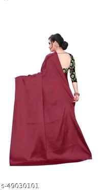 Sana Silk Satin Saree With Blouse - Maroon