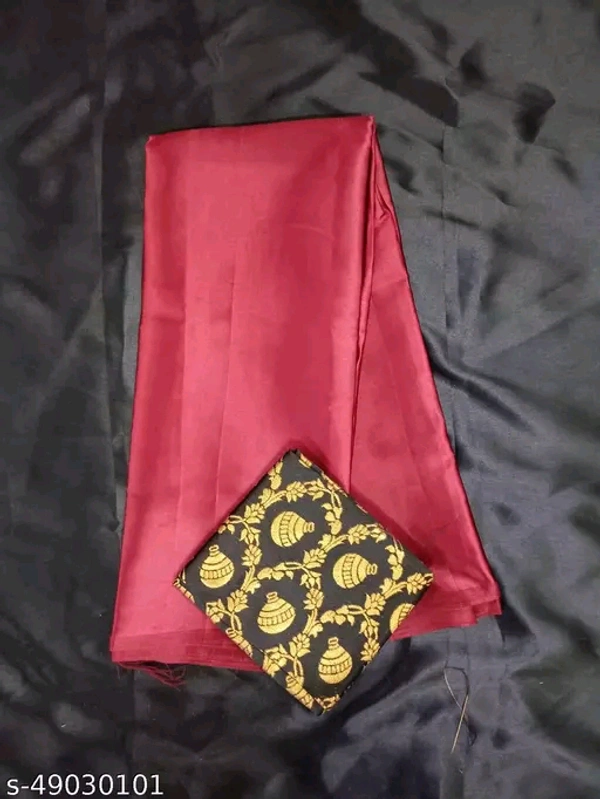 Sana Silk Satin Saree With Blouse - Maroon