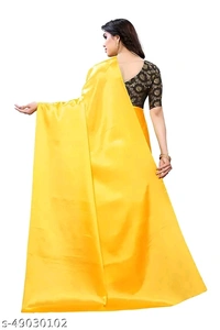Sana Silk Satin Saree With Blouse - Yellow