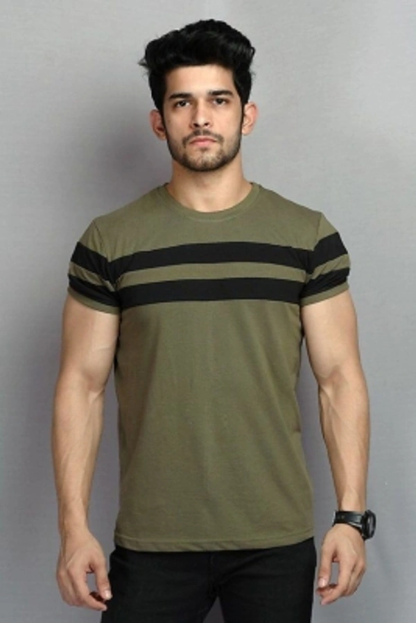 Color Block Men Light Green T-Shirt - M
