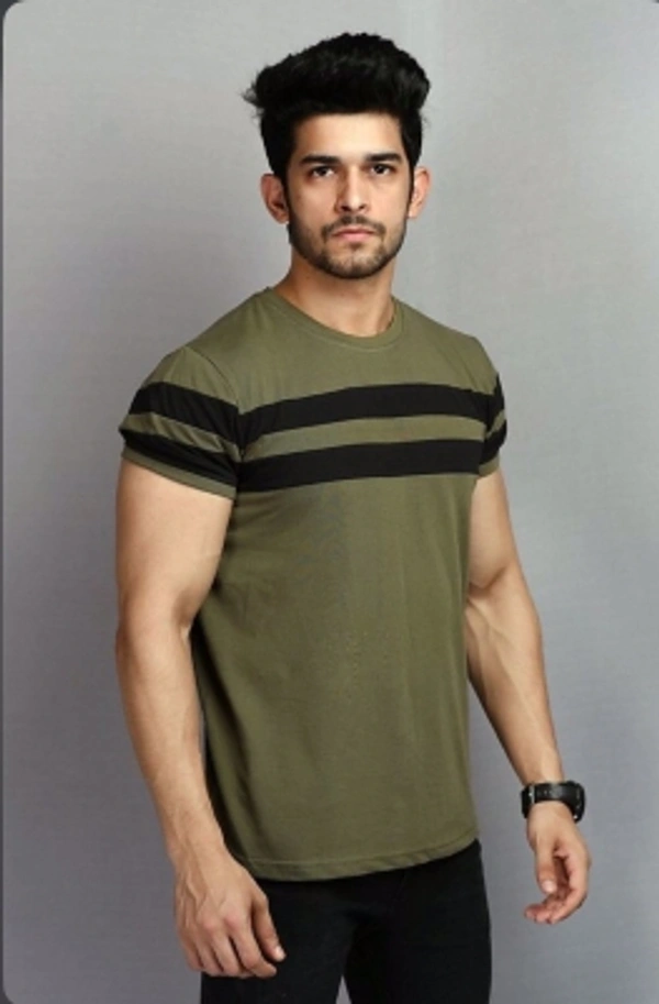 Color Block Men Light Green T-Shirt - M