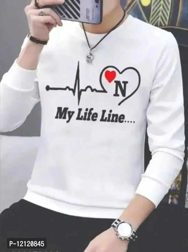My Life Line Printed Full Sleeve Tshirt for Mens