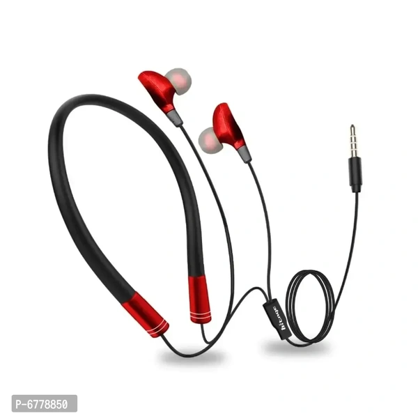 Hitage Active fir Sport Earphone Neckband wired with mic-NBH-725 Wired Headset Red 