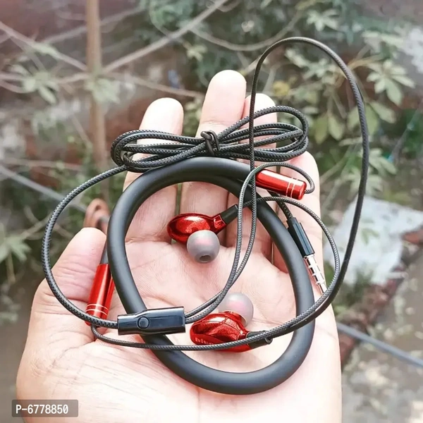 Hitage Active fir Sport Earphone Neckband wired with mic-NBH-725 Wired Headset Red 