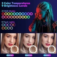 Meraki Wonder 10" Selfie RGB Ring Light with Tripod Stand LED Dimmable with 21 Colours and Shutter for Live Stream Ring Flash