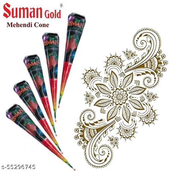 Suman Gold Henna Mehandi Cone| Bridal Henna Cone| Fast Colour| Dark Colour|Easy to apply| Best for woman (Pack fo 1 Box)Name: Suman Gold Henna Mehandi Cone| Bridal Henna Cone| Fast Colour| Dark Colour|Easy to apply| Best for woman (Pack fo 1 Box)
