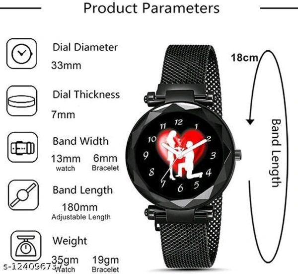 black propose megnet belt watch - Black, ₹ 10