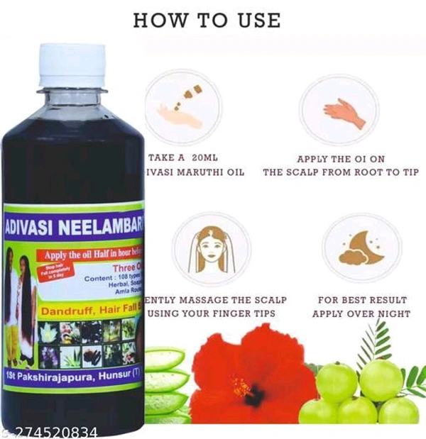 Adivasi Nilambari Herbal Hair Oil- 100 ml for Women and Men for Shiny Hair Long - Dandruff Control - Hair Loss Control - Long Hair - Hair Regrowth Hair Oil with Goodness of and Loki, Oil Hair ( 100 % Ayurvedic) (100ml) Pack 2