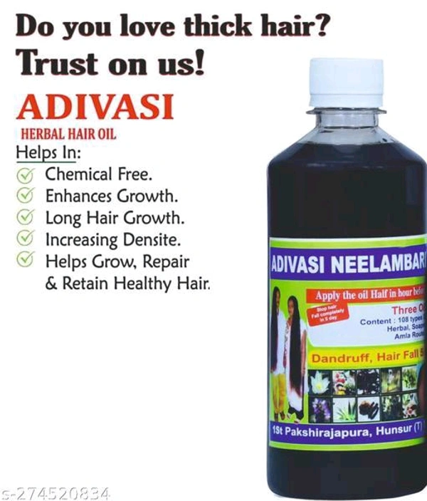 Adivasi Nilambari Herbal Hair Oil- 100 ml for Women and Men for Shiny Hair Long - Dandruff Control - Hair Loss Control - Long Hair - Hair Regrowth Hair Oil with Goodness of and Loki, Oil Hair ( 100 % Ayurvedic) (100ml) Pack 2