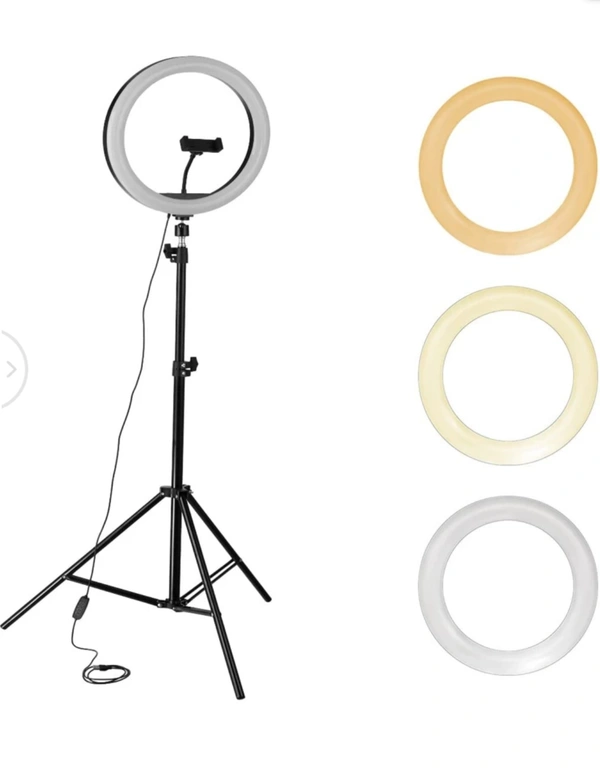  LED Ring Light with Tripod Stand for Mobile Phones & Camera, 3 Temperature Mode Dimmable Lighting, Photo-Shoot, Video Shoot, Makeup & More