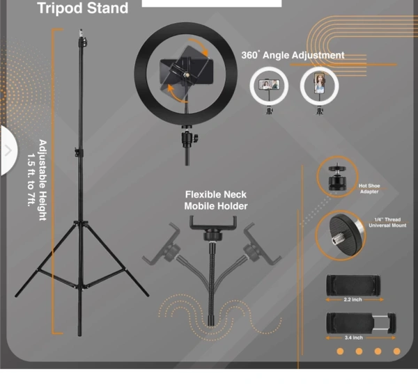  LED Ring Light with Tripod Stand for Mobile Phones & Camera, 3 Temperature Mode Dimmable Lighting, Photo-Shoot, Video Shoot, Makeup & More