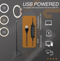  LED Ring Light with Tripod Stand for Mobile Phones & Camera, 3 Temperature Mode Dimmable Lighting, Photo-Shoot, Video Shoot, Makeup & More