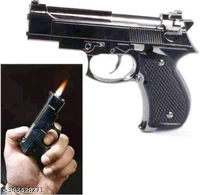 Mini Beautifully Design Refillable Jet Flame Windproof Gun Gas Lighter - Silver