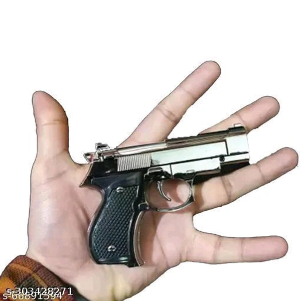 Mini Beautifully Design Refillable Jet Flame Windproof Gun Gas Lighter - Silver
