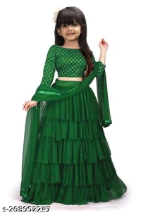 Exclusive Designer Ruffle Embroidered Trending Lehenga Choli Set for Girls and Kids Lehenga Choli Set - Magenta / Fuchsia, 6 Years