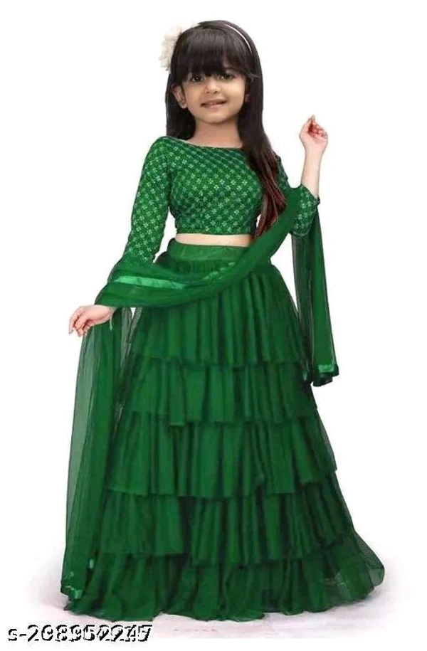 Exclusive Designer Ruffle Embroidered Trending Lehenga Choli Set for Girls and Kids Lehenga Choli Set - Magenta / Fuchsia, 6 Years