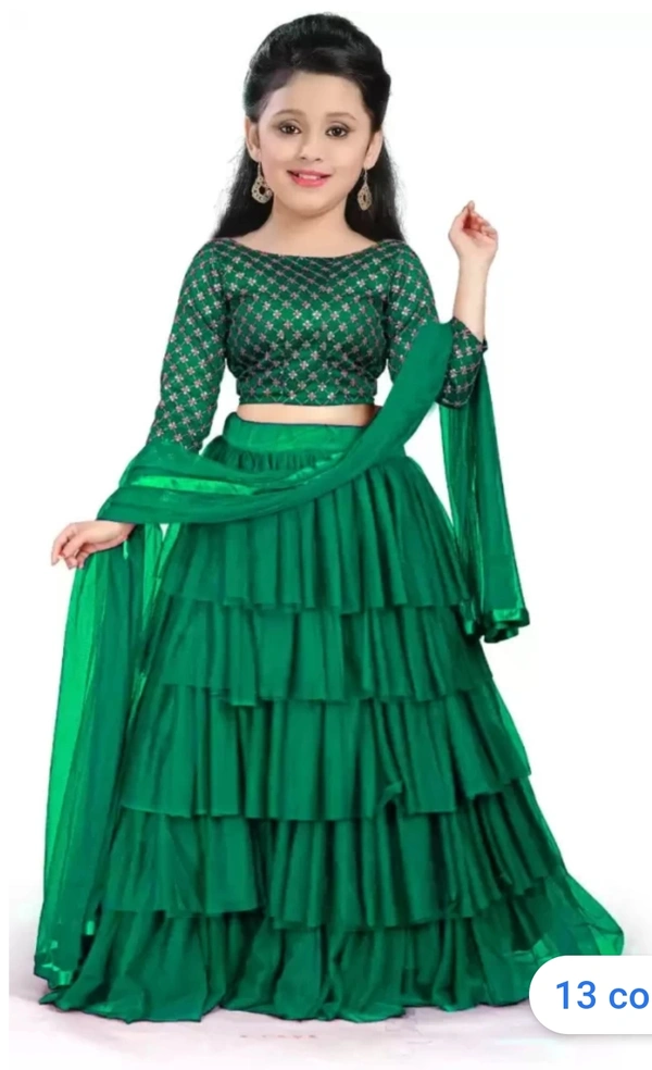 Exclusive Designer Ruffle Embroidered Trending Lehenga Choli Set for Girls and Kids Lehenga Choli Set - Magenta / Fuchsia, 7 Years