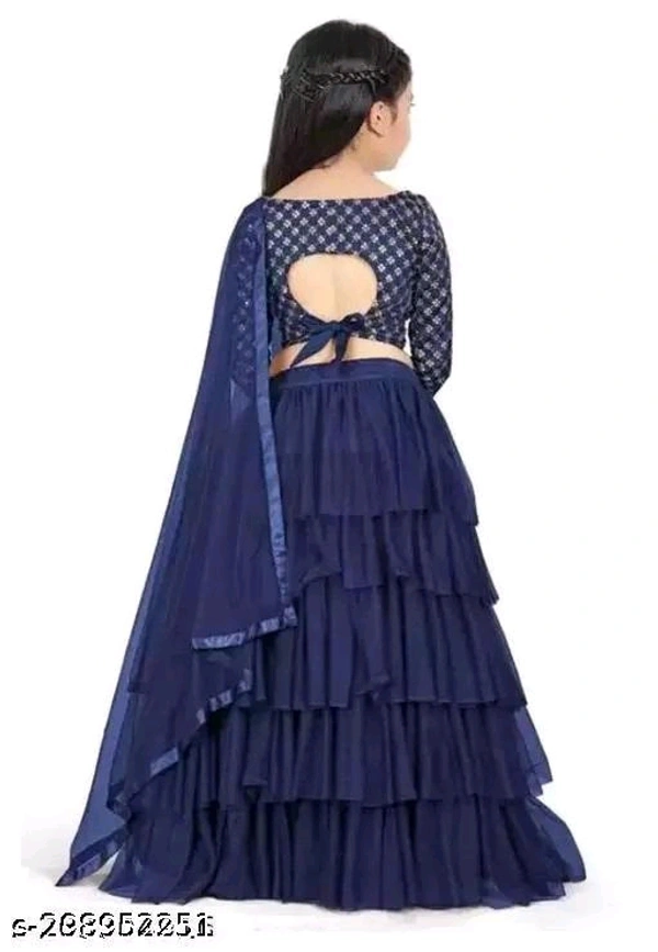 Exclusive Designer Ruffle Embroidered Trending Lehenga Choli Set for Girls and Kids Lehenga Choli Set - Klein Blue, 14 Years