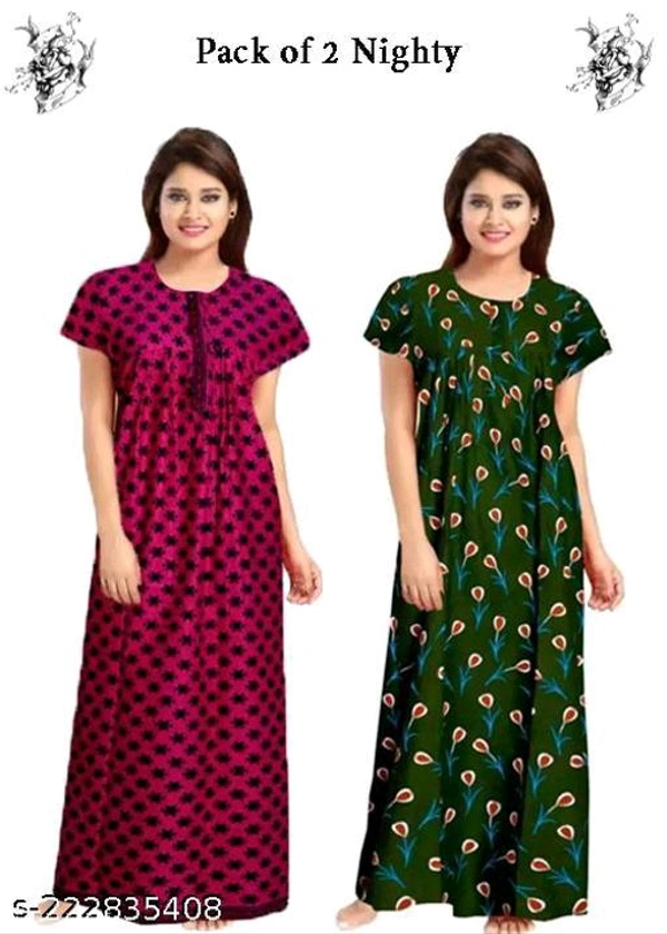 Beautiful Printed Cotton Nighty (Pack of 2) - L