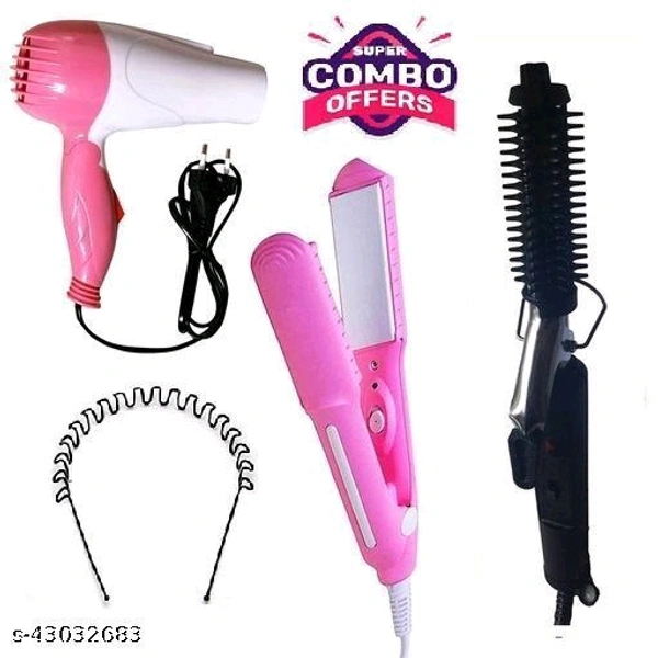 new N0va hair curler + mini straightner+ 1290 Dryer +hair band for perfect hair style