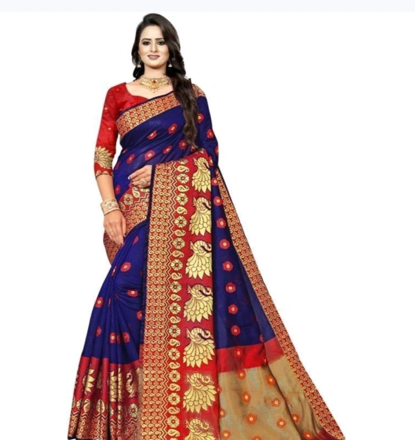 mor peckock women banarasi cotton silk sarees - Free Size