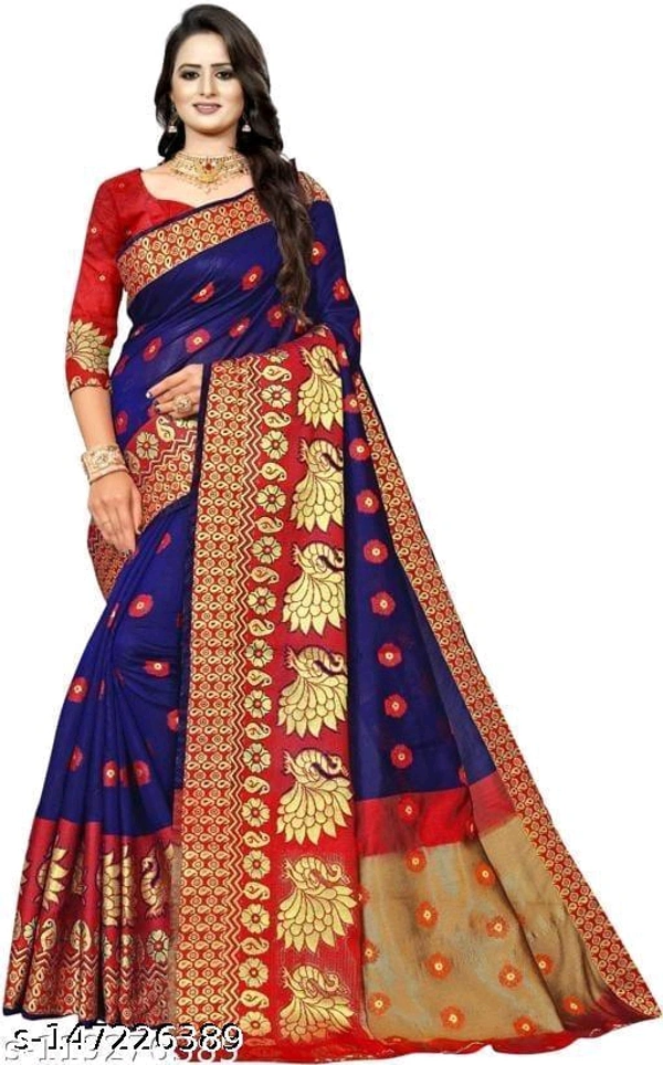 mor peckock women banarasi cotton silk sarees - Free Size