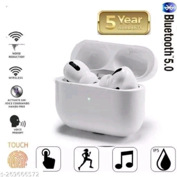 BT Wireless Earbuds Bluetooth Headphones with Charging Case Cancelling 3D Stereo Headsets Built in Mic in Earpods Earbuds AirdopesIPX5 Waterproof Air Buds for iPhone/Android/ AIRBUDS pro case Pro With Wireless Charging Case Active Cancellation Enabled Bluetooth Headset (WHITE, True Wireless)
