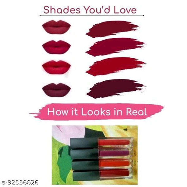 Red Matte Longlasting Crayon Lipstick Smudgeproof & Waterproof (Pack of 4)  20 gm